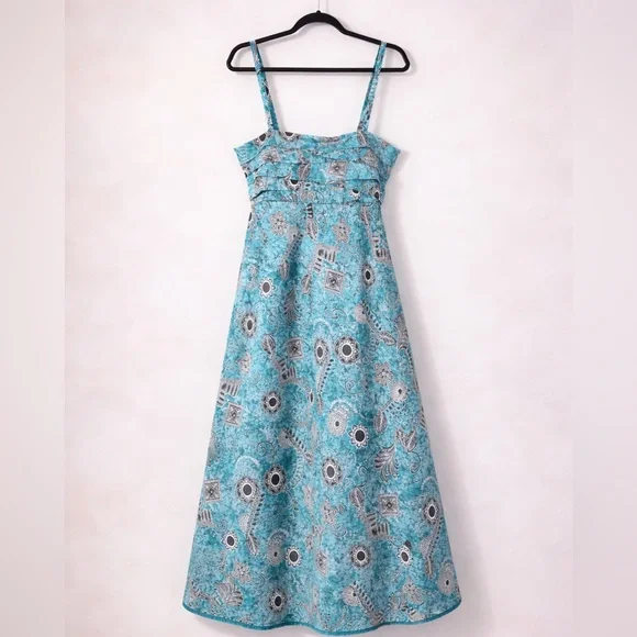Karin Stevens Turquoise Boho Maxi Dress | Built-In Bra | Size 12 - Picture 2 of 6